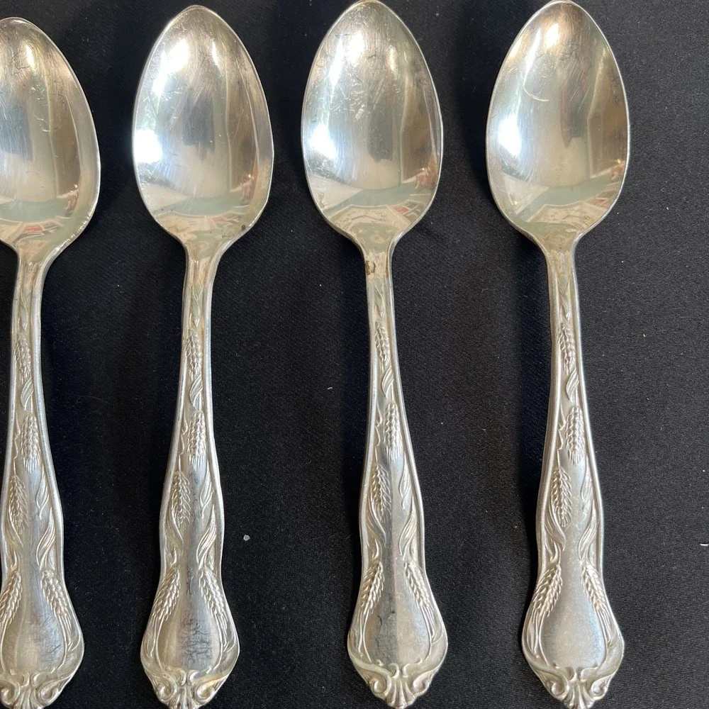 Antique Cream Of Rye Silver Co. Teaspoon - 8 Count‎